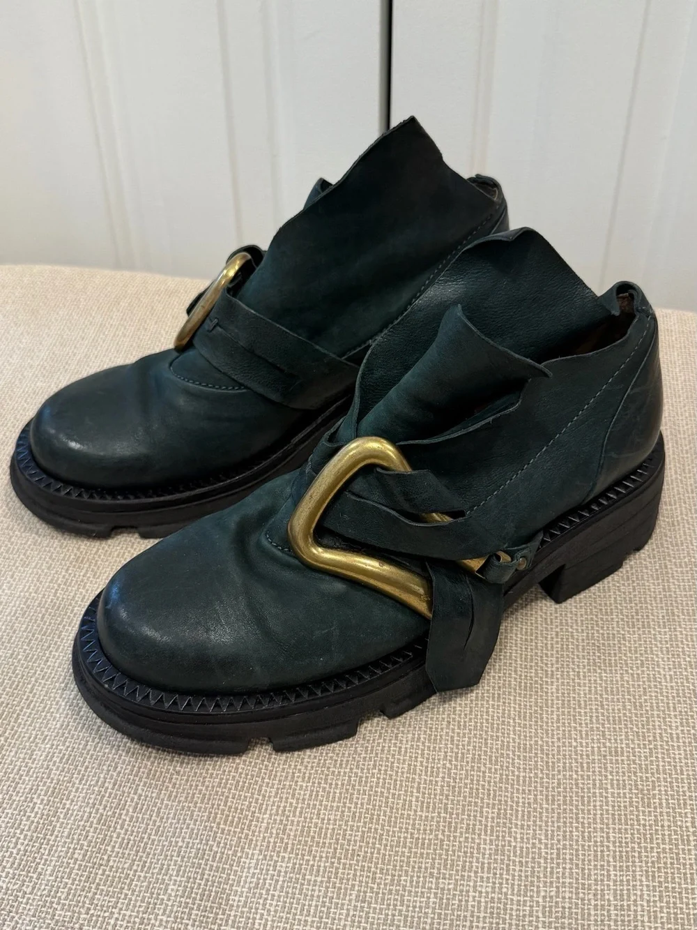 A.S. 98 Laken Womens Green Leather Slip On Casual Dress Boots Size 38 US 7.5